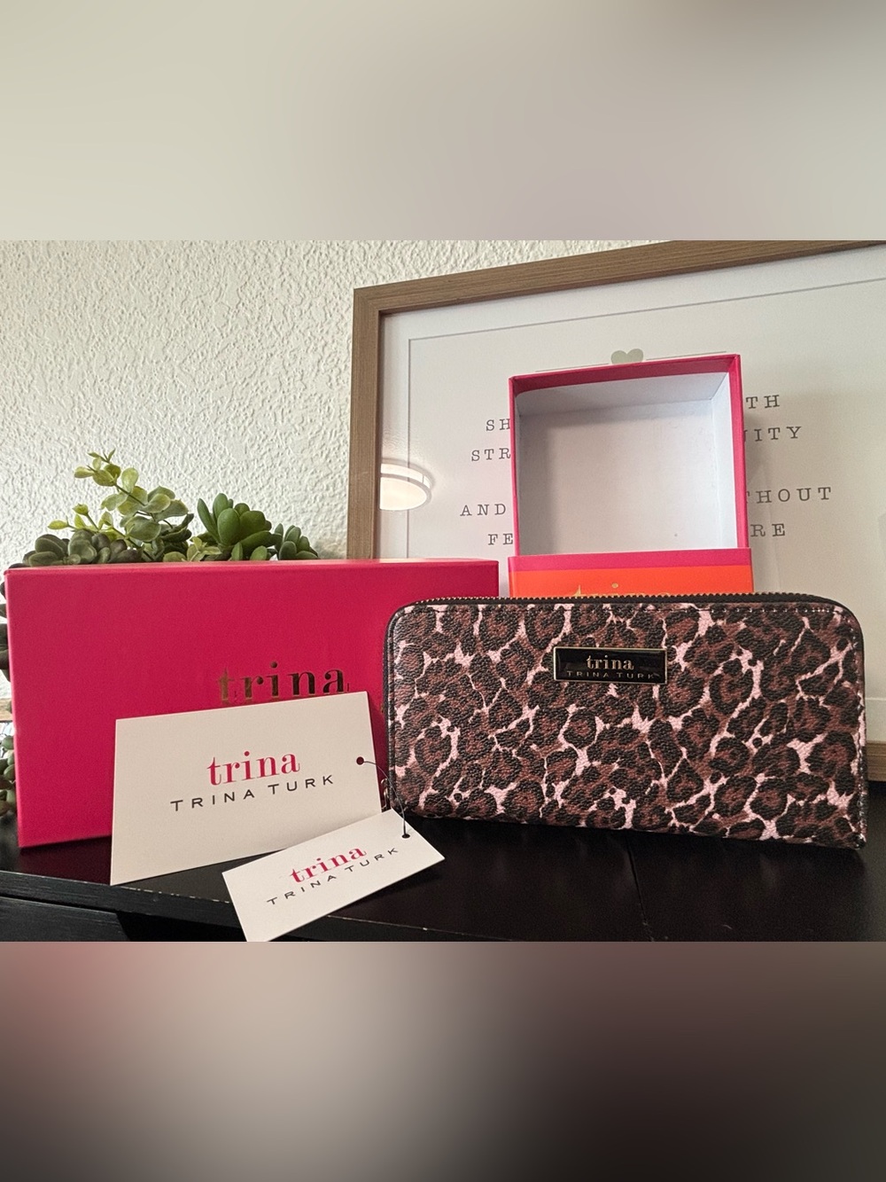 Trina Turk Leopard Print Zip Around Wallet
